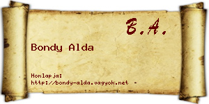 Bondy Alda névjegykártya